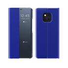 For Huawei Mate 20 Side Window Display Comes with Sleep Function / Stand Plain Cloth Flip Phone Case(Sky Blue) - 1