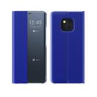 For Huawei Mate 20 Pro Side Window Display Comes with Sleep Function / Stand Plain Cloth Flip Phone Case(Sky Blue) - 1