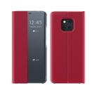 For Huawei Mate 20 Lite Side Window Display Comes with Sleep Function / Stand Plain Cloth Flip Phone Case(Red) - 1