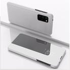For Samsung Galaxy M31 / M21 / M30S Plated Mirror Horizontal Flip Leather Case with Holder(Silver) - 1