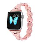 For Apple Watch Series 7 41mm / 6 & SE & 5 & 4 40mm / 3 & 2 & 1 38mm Diamond Stainless Steel Watch Band Strap(Rose Gold) - 1