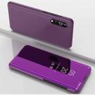 For Samsung Galaxy A01 Plated Mirror Horizontal Flip Leather Case with Holder(Purple) - 1