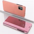 For Samsung Galaxy M40s Plated Mirror Horizontal Flip Leather Case with Holder(Rose Gold) - 1