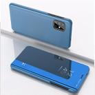 For Samsung Galaxy M40s Plated Mirror Horizontal Flip Leather Case with Holder(Blue) - 1
