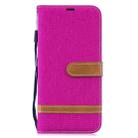 Color Matching Denim Texture Leather Case for Xiaomi Redmi Note 6, with Holder & Card Slots & Wallet & Lanyard(Rose red) - 1
