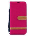 Color Matching Denim Texture Leather Case for Xiaomi Redmi Note 6, with Holder & Card Slots & Wallet & Lanyard(Red) - 1