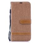 Color Matching Denim Texture Leather Case for Xiaomi Redmi Note 6, with Holder & Card Slots & Wallet & Lanyard(Brown) - 1