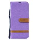Color Matching Denim Texture Leather Case for Xiaomi Redmi Note 6, with Holder & Card Slots & Wallet & Lanyard(Purple) - 1