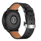 22mm For Huawei Watch GT2e / GT2 46mm Leather Butterfly Buckle Strap Silver Buckle(Black) - 1