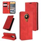 For Nokia 5.3 Retro-skin Business Magnetic Suction Leather Case with Holder & Card Slots & Wallet(Red) - 1