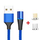 2 in 1 3A USB to Micro USB + USB-C / Type-C Fast Charging + 480Mbps Data Transmission Mobile Phone Magnetic Suction Fast Charging Data Cable, Cable Length: 1m(Blue) - 1