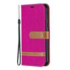 Color Matching Denim Texture Leather Case for Nokia 4.2, with Holder & Card Slots & Wallet & Lanyard(Rose red) - 1