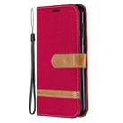 Color Matching Denim Texture Leather Case for Nokia 4.2, with Holder & Card Slots & Wallet & Lanyard(Red) - 1