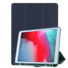 For iPad mini 5 / mini 4 /3 /2 /1  Honeycomb Ventilation Foldable Deformation Horizontal Flip PU Leather Case with 3-Folding Holder & Pen Slot  & Smart Sleep / Wake-up(Dark Blue) - 1