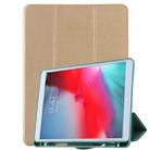 For iPad 9.7(2018) / (2017) / Air 2 / Air Honeycomb Ventilation Foldable Deformation Horizontal Flip PU Leather Case with 3-Folding Holder & Pen Slot  & Smart Sleep / Wake-up(Gold) - 1