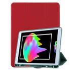 For iPad 10.2 Honeycomb Ventilation Foldable Deformation Horizontal Flip PU Leather Case with 3-Folding Holder & Pen Slot & Smart Sleep / Wake-up(Red) - 1