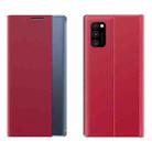 For Samsung Galaxy A71 5G Plain Texture Cloth Attraction Flip Holder Leather Phone Case(Red) - 1