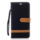 Color Matching Denim Texture Leather Case for Huawei Mate 10 Lite, with Holder & Card Slots & Wallet & Lanyard(Black) - 1