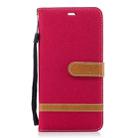 Color Matching Denim Texture Leather Case for Huawei Mate 10 Lite, with Holder & Card Slots & Wallet & Lanyard(Red) - 1