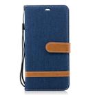 Color Matching Denim Texture Leather Case for Huawei Mate 10 Lite, with Holder & Card Slots & Wallet & Lanyard(Dark Blue) - 1