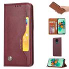 For Xiaomi Redmi Note 9/Redmi 10X Knead Skin Texture Horizontal Flip Leather Case , with Photo Frame & Holder & Card Slots & Wallet(Wine Red) - 1