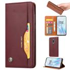 For OnePlus 8 Knead Skin Texture Horizontal Flip Leather Case with Photo Frame & Holder & Card Slots & Wallet(Wine Red) - 1