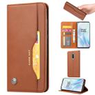 For OnePlus 8 Knead Skin Texture Horizontal Flip Leather Case with Photo Frame & Holder & Card Slots & Wallet(Brown) - 1