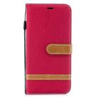 Color Matching Denim Texture Leather Case for Huawei Mate 20 Lite, with Holder & Card Slots & Wallet & Lanyard(Red) - 1