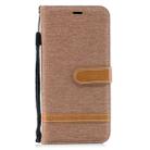 Color Matching Denim Texture Leather Case for Huawei Mate 20 Lite, with Holder & Card Slots & Wallet & Lanyard(Brown) - 1