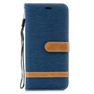 Color Matching Denim Texture Leather Case for Huawei Mate 20 Lite, with Holder & Card Slots & Wallet & Lanyard(Dark blue) - 1