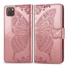 For Huawei Y5P Butterfly Love Flower Embossed Horizontal Flip Leather Case with Bracket / Card Slot / Wallet / Lanyard(Rose Gold) - 1