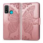 For Huawei P Smart 2020 Butterfly Love Flower Embossed Horizontal Flip Leather Case with Bracket / Card Slot / Wallet / Lanyard(Rose Gold) - 1