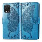 For Xiaomi 10 Lite 5G Butterfly Love Flower Embossed Horizontal Flip Leather Case with Bracket / Card Slot / Wallet / Lanyard(Blue) - 1