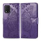 For Xiaomi 10 Lite 5G Butterfly Love Flower Embossed Horizontal Flip Leather Case with Bracket / Card Slot / Wallet / Lanyard(Dark Purple) - 1