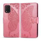 For Xiaomi 10 Lite 5G Butterfly Love Flower Embossed Horizontal Flip Leather Case with Bracket / Card Slot / Wallet / Lanyard(Pink) - 1