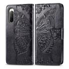 For Sony Xperia 10 II Butterfly Love Flower Embossed Horizontal Flip Leather Case with Bracket / Card Slot / Wallet / Lanyard(Black) - 1