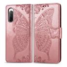 For Sony Xperia 10 II Butterfly Love Flower Embossed Horizontal Flip Leather Case with Bracket / Card Slot / Wallet / Lanyard(Rose Gold) - 1