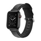 For Apple Watch Series 5 & 4 44mm 3 & 2 & 1 42mm Round Hole Leather Strap(Black) - 1