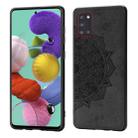 For Samsung Galaxy A31 Mandala Embossed Cloth Cover PC + TPU Mobile Phone Case with Magnetic Function and Hand Strap(Black) - 1