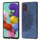 For Samsung Galaxy A31 Mandala Embossed Cloth Cover PC + TPU Mobile Phone Case with Magnetic Function and Hand Strap(Blue) - 1