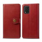 For Xiaomi Mi 10 Lite 5G Retro Solid Color Leather Buckle Phone Case with Lanyard & Photo Frame & Card Slot & Wallet & Stand Function(Red) - 1