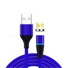 3A USB to Micro USB Fast Charging + 480Mbps Data Transmission Mobile Phone Magnetic Suction Fast Charging Data Cable, Cable Length: 2m(Blue) - 1