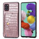For Samsung Galaxy A31 Crocodile Pattern Envelope Card Package Phone Case With Magnet And Bracket Function(Rose Gold) - 1