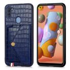 For Samsung Galaxy A11 Crocodile Pattern Envelope Card Package Phone Case With Magnet And Bracket Function(Blue) - 1