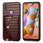 For Samsung Galaxy A11 Crocodile Pattern Envelope Card Package Phone Case With Magnet And Bracket Function(Brown) - 1