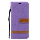 Color Matching Denim Texture Leather Case for Galaxy A6+, with Holder & Card Slots & Wallet & Lanyard(Purple) - 1