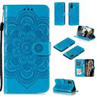 For Huawei P Smart 2020 Mandala Embossing Pattern Horizontal Flip Leather Case with Holder & Card Slots & Wallet & Photo Frame & Lanyard(Blue) - 1