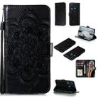 For Huawei Y6P Mandala Embossing Pattern Horizontal Flip Leather Case with Holder & Card Slots & Wallet & Photo Frame & Lanyard(Black) - 1