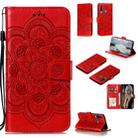 For Huawei Y6P Mandala Embossing Pattern Horizontal Flip Leather Case with Holder & Card Slots & Wallet & Photo Frame & Lanyard(Red) - 1