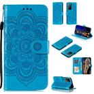 For Huawei Honor X10 Mandala Embossing Pattern Horizontal Flip Leather Case with Holder & Card Slots & Wallet & Photo Frame & Lanyard(Blue) - 1